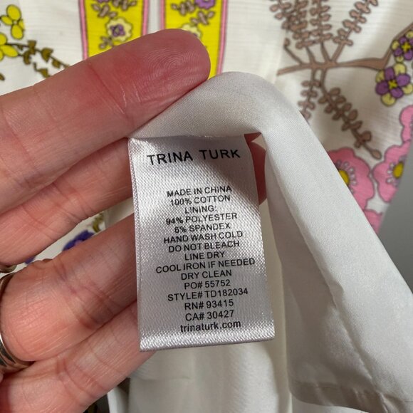 Trina Turk Arboretum Full Zip Mini Dress Size 6 Floral Retro Mod Palm Beach - Picture 10 of 10